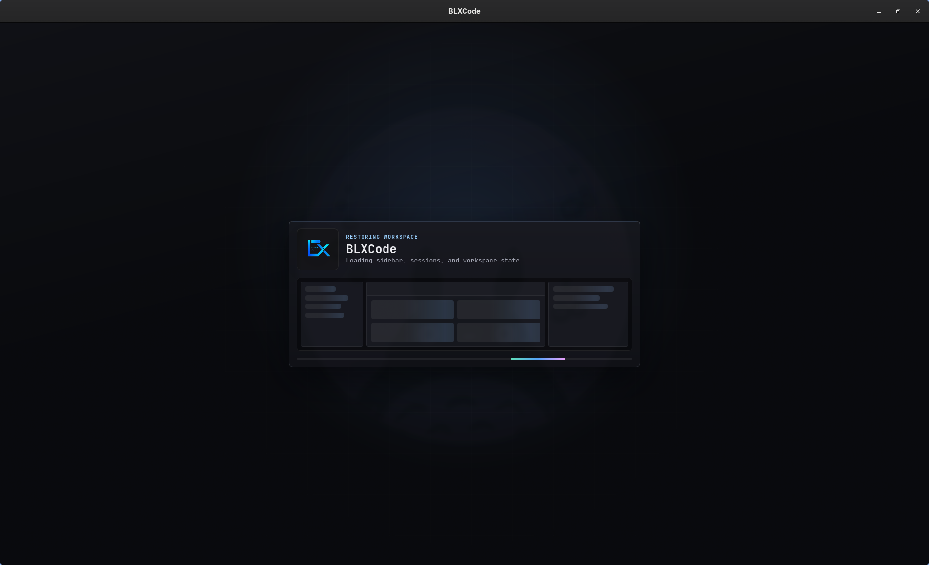 BLXCode boot loading screen restoring workspace state