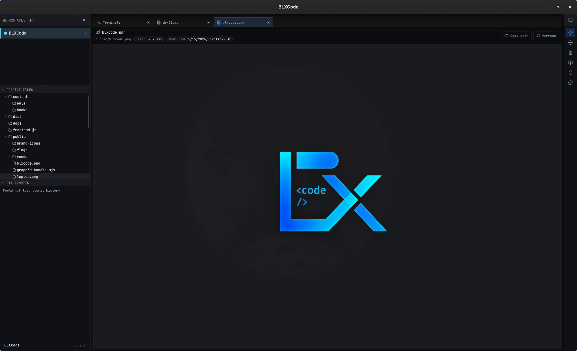 File preview showing a PNG image centered on a dark stage with file metadata in the topbar
